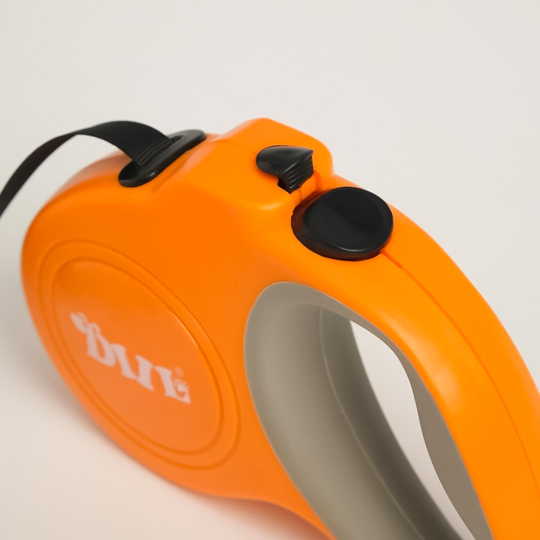 Correa Extensible para Mascotas Mango de Goma 4 Metros Naranja