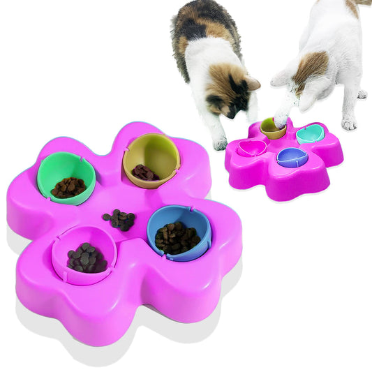 Plato interactivo forma petalo para mascotas rosado | Brumako