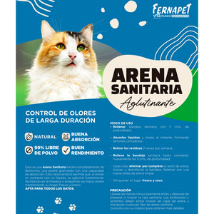 Arena Sanitaria para Gatos 8 Kilos - Control de olores