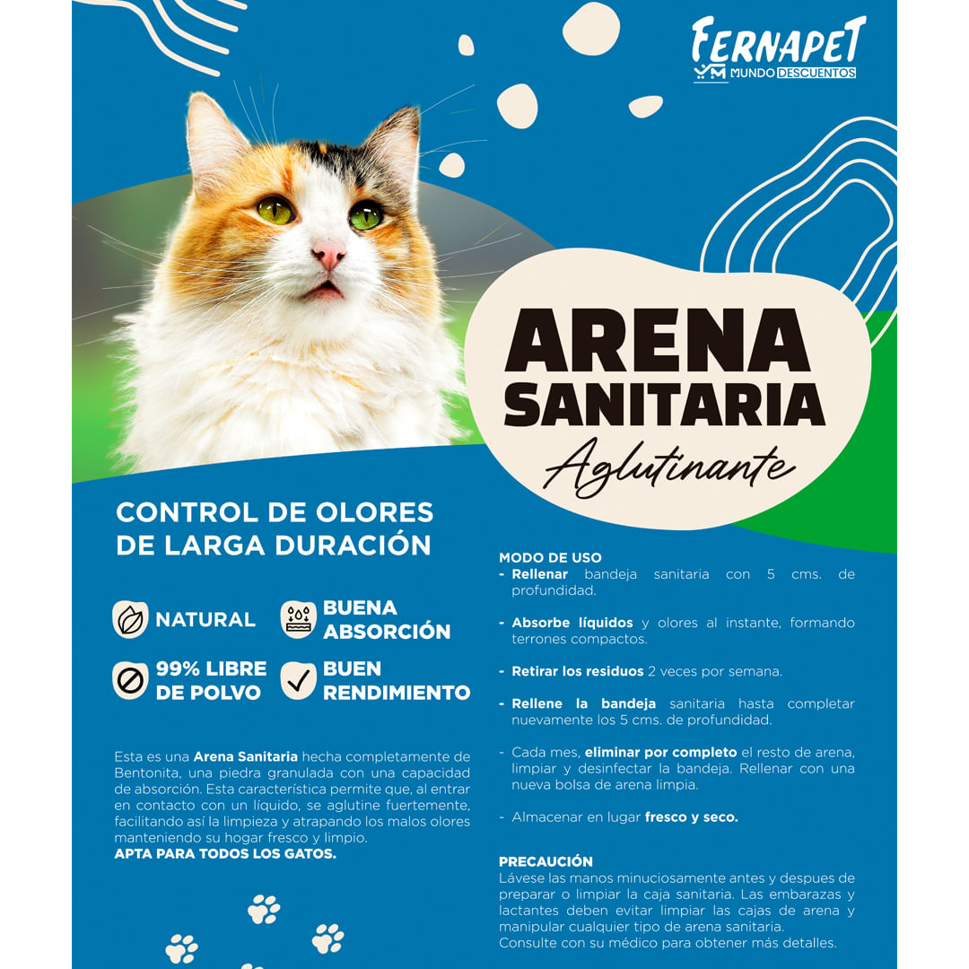Arena Sanitaria para Gatos 8 Kilos - Control de olores | Brumako