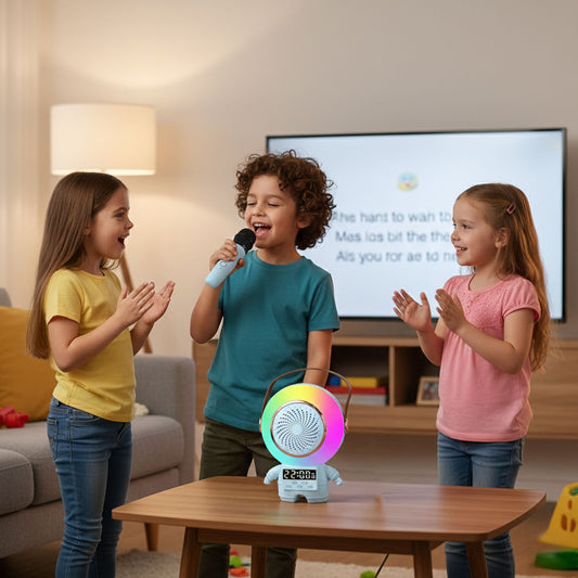 Parlante Astronauta Karaoke LED BT USB Con Micrófono  | Brumako