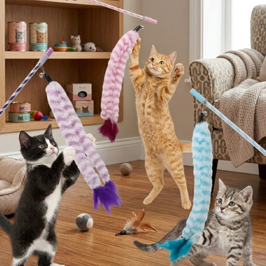 Juguete Interactivo de Varita con Plumas de Colores para Gatos | Brumako