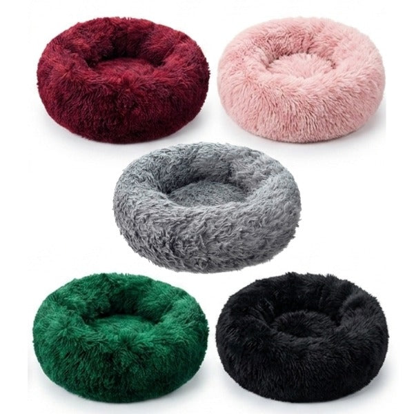Cama Antiestrés de Felpa Peluda para Mascotas de 60 Cms