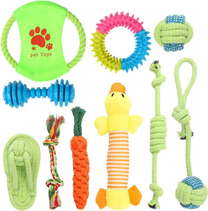 Pack 10 Juguetes Para Mascotas, Pelota De Cuerda, Disco Y Más