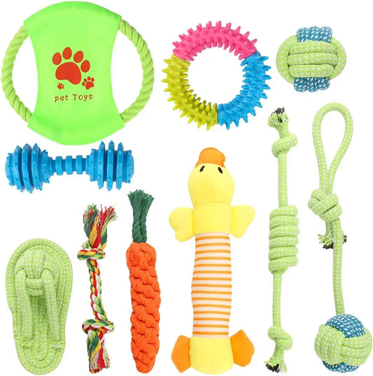 Pack 10 Juguetes Para Mascotas, Pelota De Cuerda, Disco Y Más | Brumako