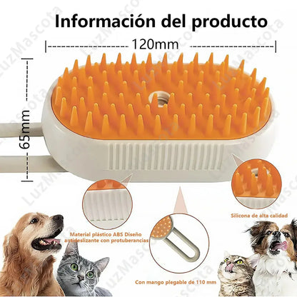 Cepillo de Vapor Masaje para Mascotas con Carga USB-C