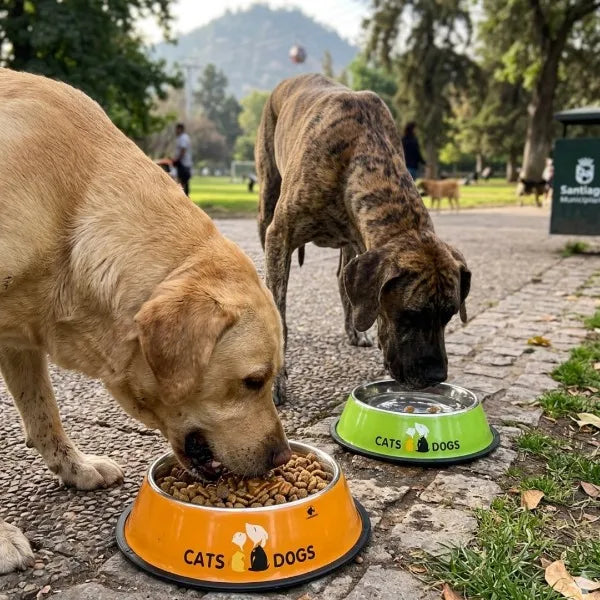 Plato de Comida para Mascotas de Acero Inoxidable de 38 Cms.