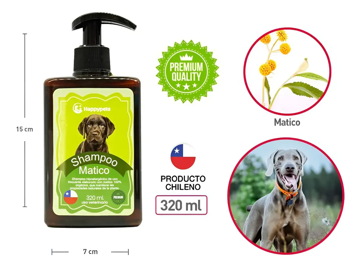 Happypets Shampoo de Matico Hipoalergénico 320 ml | Brumako