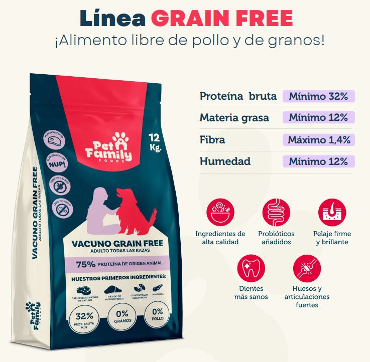 PetFamily Foods Grain Free Vacuno 12 kg