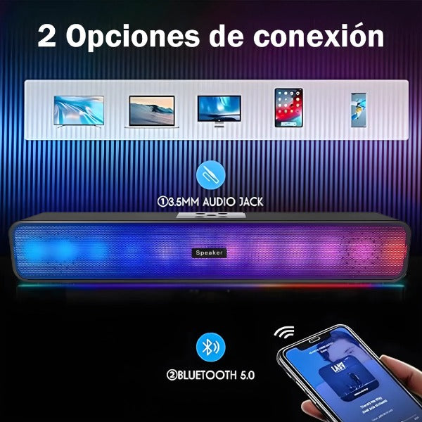 Parlante Led Soundbar con Luz RGB 10W. | Brumako