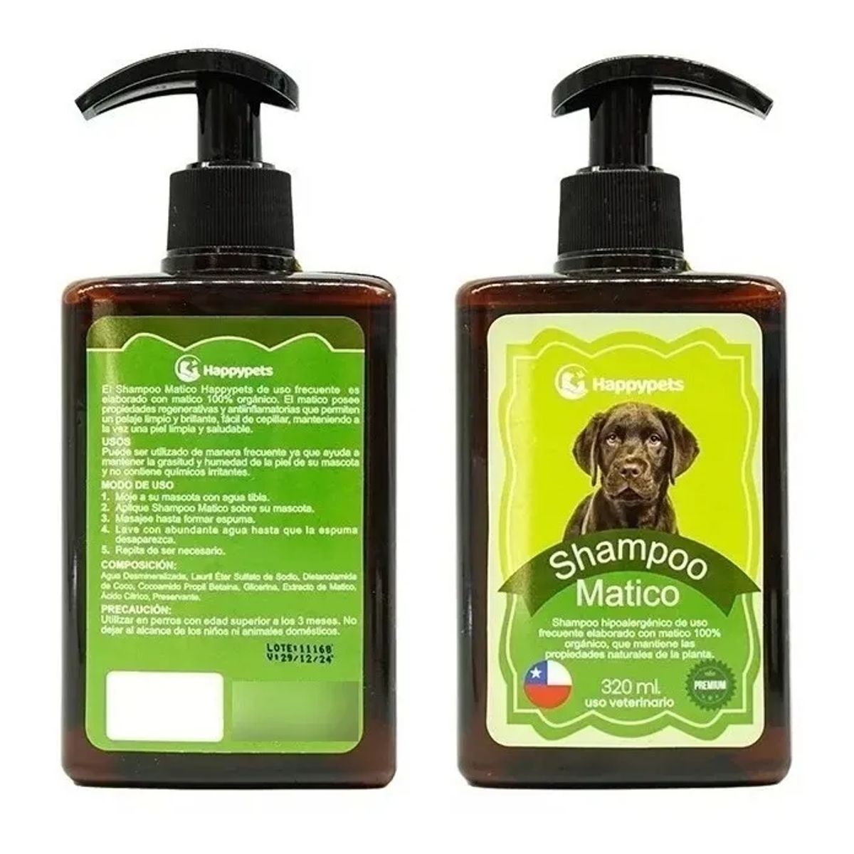 Happypets Shampoo de Matico Hipoalergénico 320 ml
